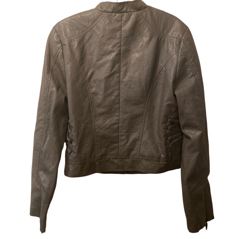 Therapy By Lane Crawford Gray Faux Leather Jacket Size Large - Picture 4 of 6